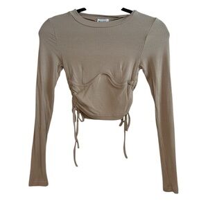 Princess Polly Tan Crop Top Long Sleeve‎